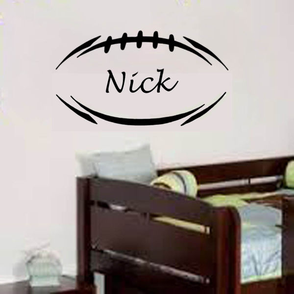 Personalized Football Wall Decal Blk 34"w x 19"h ValueVinylArt