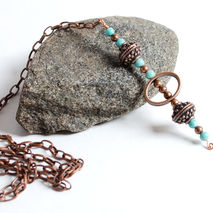 Bohemian Copper and Turquoise Lariat Styled Necklace
