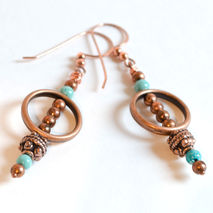 Bohemian Copper and Turquoise Earrings