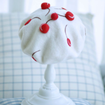 Original handmade beret artpainters cap handmade "Cherry"