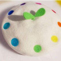 Rainbow Polka Dot handmade wool felt beret painter cap