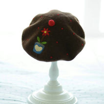 Handmade wool felt beret painter cap "Earth Colors with a little