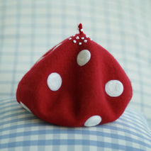 Original handmade beret artpainters cap handmade "Red micro- cap