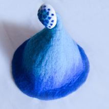 Handmade original wet wool felt Blue gradient mushroom witch hat
