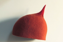 Hand-Made Original Wool Felt Hat -ORANGE/RED- UFO collection