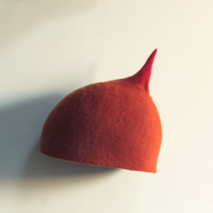 Hand-Made Original Wool Felt Hat -ORANGE/RED- UFO collection