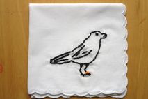 Embroidered Crow Handkerchief Bird Hanky