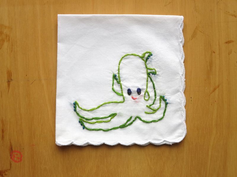 Hand Embroidered Octopus Handkerchief
