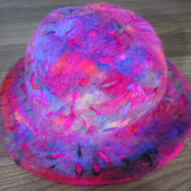 Leaf effect felt hat original Handmade 100% wool