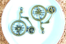 High Wheel Bicycle Metal Pendant Vintage Style Charm Bronze Jewe
