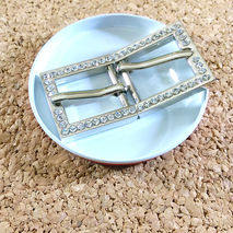 Rhinestone Belt Buckle Square Silver Small Findings
