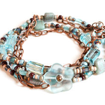 Silver Antiqued Pewter Bracelet with Earthy Beads