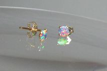 Tiny Multicolor Opal Studs Sterling or Gold