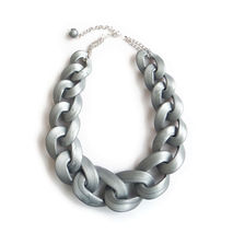 Silver Chain Link Necklace, Silver Chain Statement Necklace
