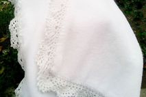 Set Baby Blanket With Crochet Wide Lace Bib Cushion