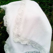 Set Baby Blanket With Crochet Wide Lace Bib Cushion