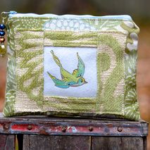 Artisan Handmade Painted Suede Bag . Pouch