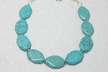 Turquoise Chunky Slab Necklace Light Blue, Dark Teal or White