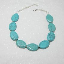 Turquoise Chunky Slab Necklace Light Blue, Dark Teal or White
