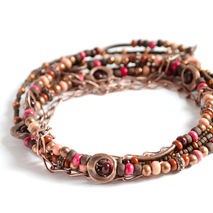 Red, Brown and Copper 3 Wrap Bracelet