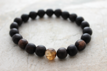 Black Ebony Wood & Agate, Simple Bracelet, Unisex Gift