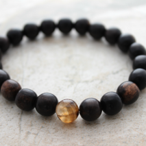 Black Ebony Wood & Agate, Simple Bracelet, Unisex Gift