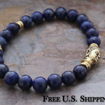 Strength & Courage Buddha Bracelet, Blue Lapis Lazuli Bracelet