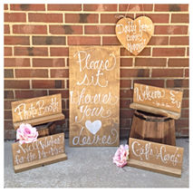 Rustic Ceremony and Reception Wooden Wedding Signs Set of 6