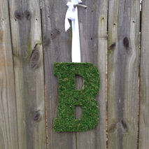 Moss Covered Wooden Letter Wedding Monogram with Your Choice Rib