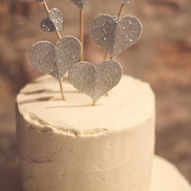 Wedding Glitter Heart Cake Topper Customizable (set6)