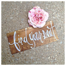 Rustic Wooden Find Your Seat Wedding Ceremony Reception Hand  Pa