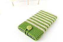 Eco-friendly Green Beige striped cotton phone case