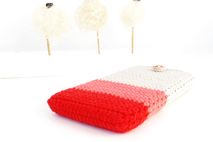 Red Coral Beige ombre cotton phone case