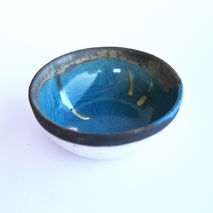 ceramic raku bowl blue and white, minimal beach decor