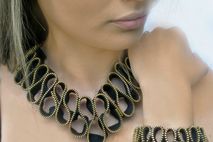 Black Zipper Necklace and Bracelet