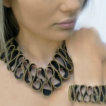 Black Zipper Necklace and Bracelet