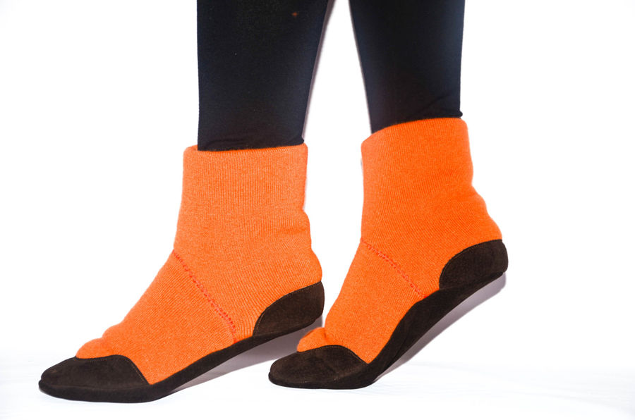 Reclaimed Cashmere + Suede Slipper Socks Woolby PinkLion