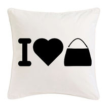 I Love Handbag Pillow - White