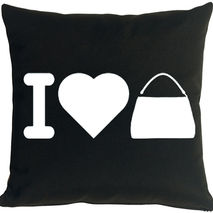 I Love Handbag Pillow - Black