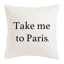 Take Me to Paris Pillow - White