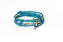 Rose Gold Anchor Bracelet on Blue Rope