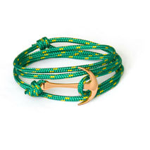 Rose Gold Anchor Bracelet on Green Rope