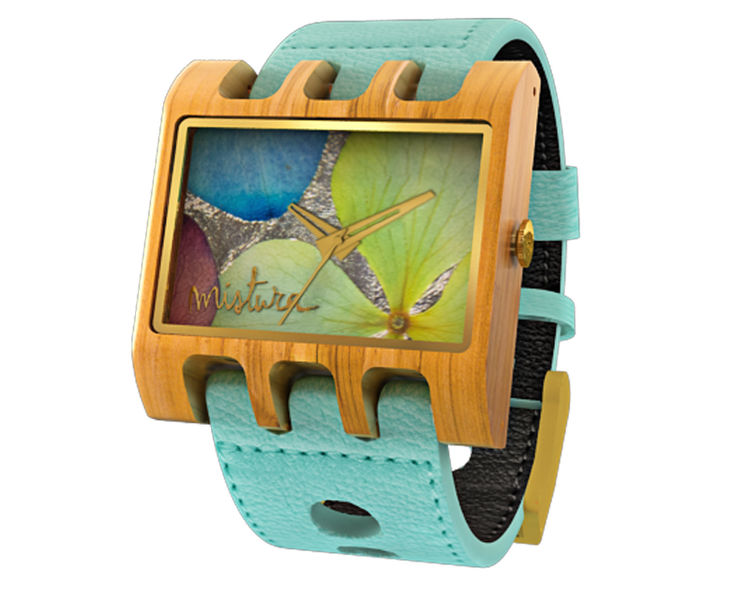 Wooden Watch , Lenzo Design , Dark Blue Flowers Mistura - Lenzo Flower Collection | Watches Wooden main image 4