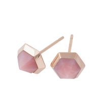 Hex Set Earrings W/Pink Opal