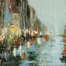 rain street city cityscape oil painting giclee PRINT reproductio