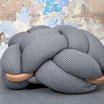 Knot Floor Cushion (Blue and Grey Stripes)