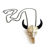 Cow Skull Necklace, Bull Skull Necklace, Unisex Necklace