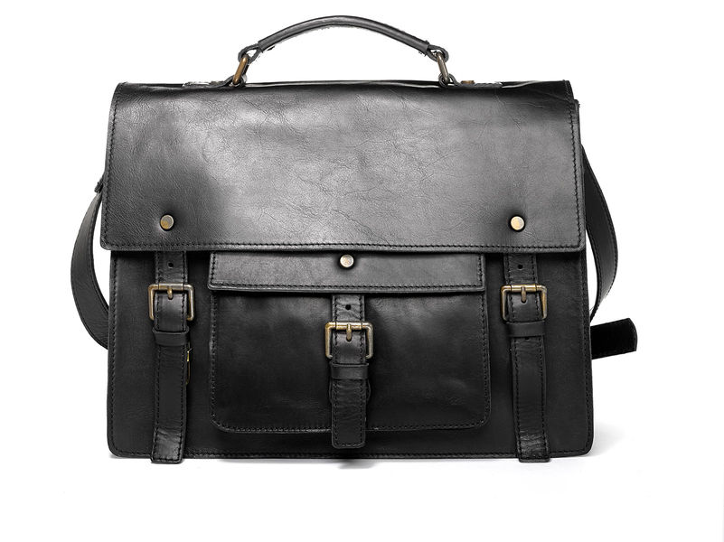 Handmade leather satchel briefcase- Black - Satch&Fable - PinkLion