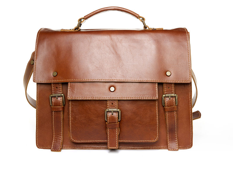 handmade leather satchel briefcase brown Satch&Fable PinkLion